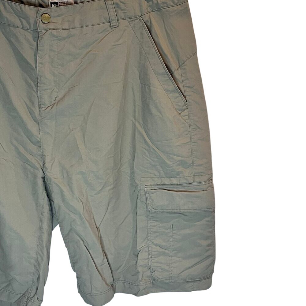 REI Sahara Cargo Hiking Shorts Khaki Tan Size 16 Nylon Utility (M738) - Picture 5 of 7